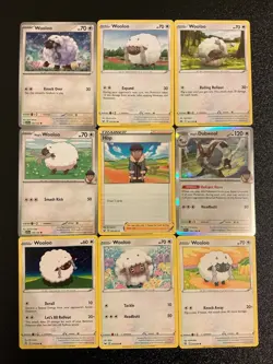 9 Wooloo Hop Dubwool pokemon cards mixed lot cute cards Rare holo All Different - Image 1