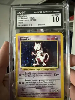 1999 Pokemon Base Set Unlimited #10 Mewtwo Holo CGC 10 Gem Mint - Image 1