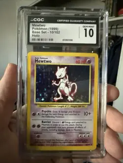 1999 Pokemon Base Set Unlimited #10 Mewtwo Holo CGC 10 Gem Mint - Image 2