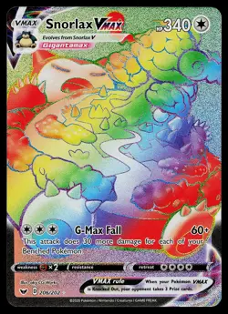 Pokemon Card - Snorlax VMAX Sword & Shield Base Set 206/202 Secret Rare - Image 1