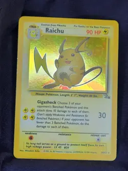 Pokemon TCG Raichu 14/62 Fossil Set 1999 Holo Rare Unlimited VTG WOTC LP - Image 1