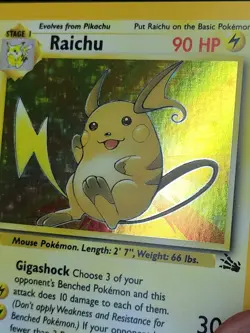 Pokemon TCG Raichu 14/62 Fossil Set 1999 Holo Rare Unlimited VTG WOTC LP - Image 2
