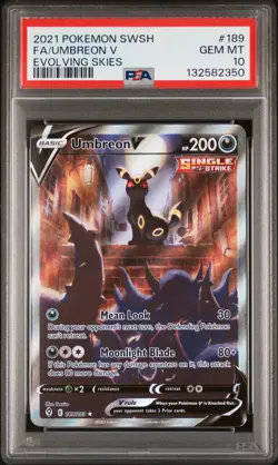 2021 POKEMON SWORD & SHIELD EVOLVING SKIES #189 FULL ART/UMBREON V PSA 10 - Image 1