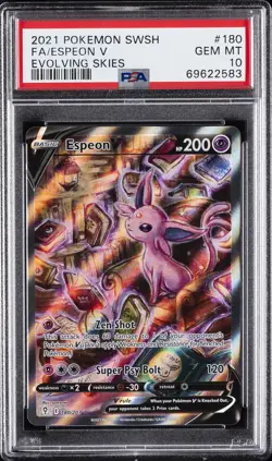 2021 POKEMON SWORD & SHIELD EVOLVING SKIES #180 FULL ART/ESPEON V PSA 10 - Image 1