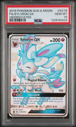 2019 POKEMON SUN & MOON HIDDEN FATES #SV76 FULL ART/SYLVEON GX PSA 10 - Image 1