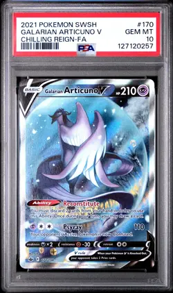2021 POKEMON SWORD & SHIELD CHILLING REIGN FULL ART/GALARIAN ARTICUNO V PSA 10 - Image 1