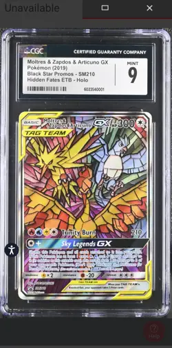 2019 Pokemon Moltres & Zapdos & Articuno GX Promo SM210 Hidden Fates CGC 9 Mint - Image 1
