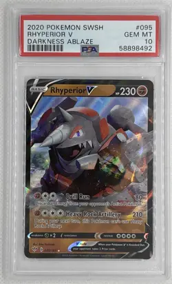2020 Pokemon SWSH Rhyperior V #95 Darkness Ablaze PSA 10 Gem Mint 🌶🥵 - Image 1
