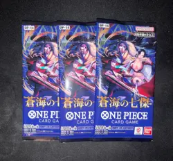 One Piece TCG The Azure Sea's Seven Booster Pack Japanese OP-14 3 Pack Bundle - Image 1