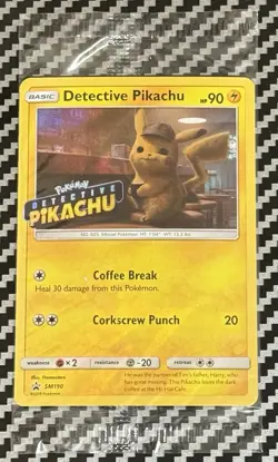 1x Pokemon Black Star SM190 Detective Pikachu Holo Stamped Promo Card Sealed! - Image 1