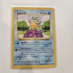Pokemon TCG Squirtle Card 063/102 Base Set, Shadowless, Regular - Image 1