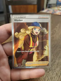 Pokemon TCG Worker Silver Tempest Full Art Trainer Ultra Rare Holo Card 195/195 - Image 1