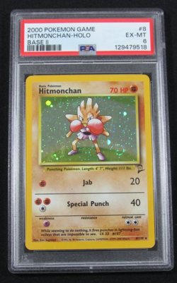 2000 Pokemon Game Base II HITMONCHAN HOLO 8/130 PSA 6 EX-MT - Image 1