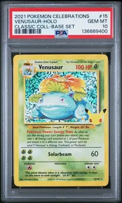 2021 POKEMON CELEBRATIONS CLASSIC COLL #15 VENUSAUR HOLO PSA 10 GEM 6515 - Image 1