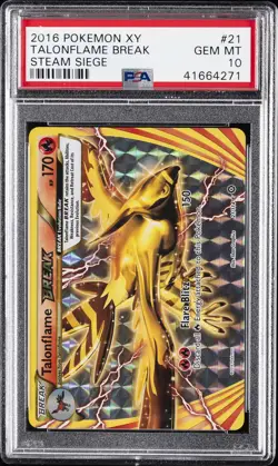2016 POKEMON XY STEAM SIEGE #21 TALONFLAME BREAK PSA 10 - Image 1