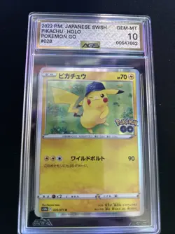 Pikachu 2022 P.M. Japanese SWSH 028/078 Pokemon GO Holo AGS 10 - Image 1