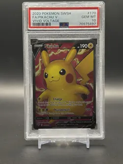 PSA 10 Pikachu V #170/185 FULL ART 2020 Pokemon Sword & Shield Vivid Voltage - Image 1