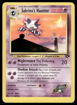 Pokemon Cards Sabrina's Haunter 55/132 UNLIMITED Gym Challenge WOTC Uncommon NM - Image 1