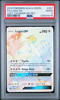 PSA 2 2018 Pokemon Sun Moon Lost Thunder Full Art Lugia GX 227/214 Holo Foil - Image 1