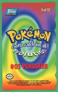 Venusaur Pokemon Topps Die Cut 3 of 12 B - Image 2