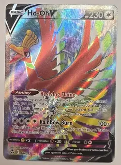Pokemon TCG Ho-Oh V 187/195 Holo Rare Ultra Silver Tempest 2022 NM - Image 2