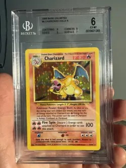 Pokemon TCG Base Set Charizard 4/102 Holo Rare Beckett Grade 6 EX-MT - Image 1