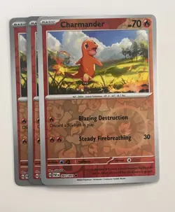 Pokemon TCG - x3 Charmander - Reverse Holo - 007/091 - Paldean Fates - (NM) - Image 1