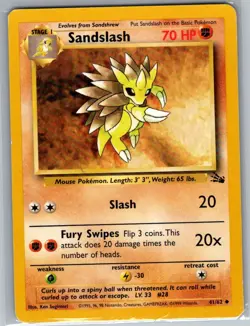 Sandslash 41/62 Non Holo Fossil - Pokemon Card - LP - Image 1