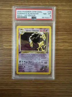 Pokemon 2000 Gym Challenge Holo 1st Edition #16 Sabrina's Alakazam PSA 8 - Image 1