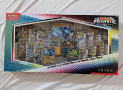 Pokemon Scarlet Violet Prismatic Evolutions Lucario Tyranitar ex Premium - Image 1