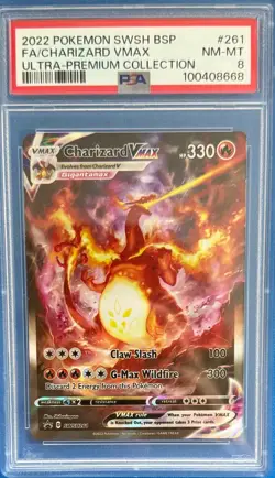 2022 POKEMON SWSH BLACK STAR PROMO #261 FA/CHARIZARD VMAX PSA 8 - Image 1