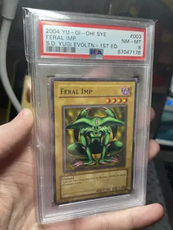 YUGIOH FERAL IMP SYE-003 1ST Edition! 2004 PSA 8! Near Mint! Vintage TCG CCG - Image 1