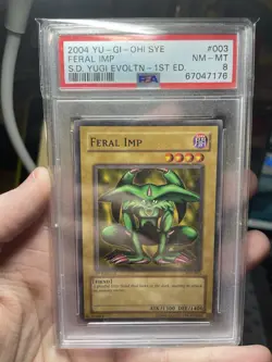 YUGIOH FERAL IMP SYE-003 1ST Edition! 2004 PSA 8! Near Mint! Vintage TCG CCG - Image 2