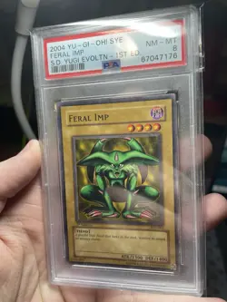 YUGIOH FERAL IMP SYE-003 1ST Edition! 2004 PSA 8! Near Mint! Vintage TCG CCG - Image 3