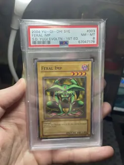 YUGIOH FERAL IMP SYE-003 1ST Edition! 2004 PSA 8! Near Mint! Vintage TCG CCG - Image 4