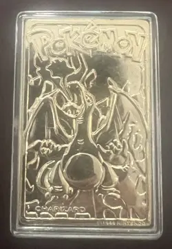 23K Gold Plated CHARIZARD Trading Card 1999 Burger King Pokemon Ball Opened - Image 1