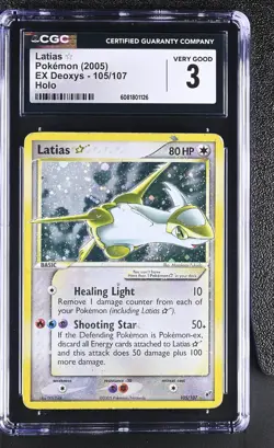 CGC 3 Latias Gold Star 2005 EX Deoxys 105/107 Holo Pokemon Card - Image 1