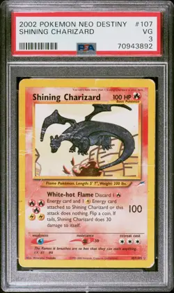 Pokemon Shining Charizard Holo PSA 3 VG Neo Destiny 2002 Unlimited Card 107/105 - Image 1