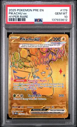 2025 POKEMON PRE EN-PRISMATIC EVOLUTIONS HYPER RARE #179 PIKACHU EX PSA 10 - Image 1