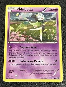 Meloetta - 2017 XY193 Pokemon Black Star Promo Rare Cosmos Holo - DMG - Image 1