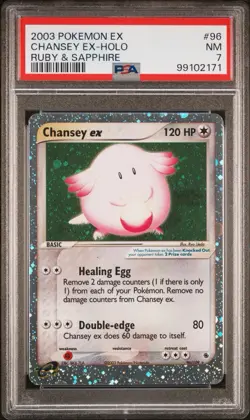 2003 Pokemon 96/109 EX Ruby & Sapphire Chansey EX Holo #96 PSA 7 NM - Image 1