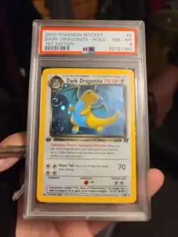 2000 Pokemon DARK DRAGONITE 5/82 Team Rocket 1st Edition Holo Rare English PSA 8 - Image 1