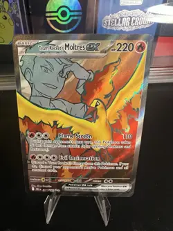 Pokemon Team Rocket's Moltres ex 208/182 Sv10 Ultra Rare Holo HP220 - Image 1