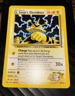 WOTC Pokemon Lt. Surge's Electabuzz Holo Gym Heroes Set 6/132 - Image 3