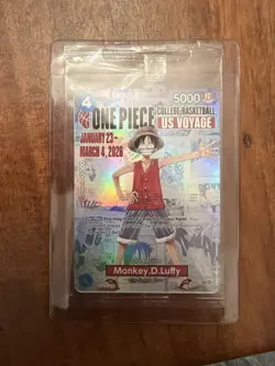 One Piece Monkey D. Luffy US Voyage College Basketball Promo Card Sealed - Image 1
