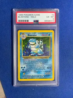 Pokemon Card Game Blastoise 2/102 Holo Rare 1999 Unlimited Base Set PSA 6 EX-MT - Image 1
