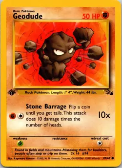 Geodude 47/62 Fossil 1st Edition LP Pokemon Card TCG - Image 1