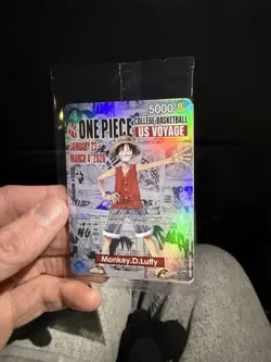 One Piece Monkey D. Luffy US Voyage College Basketball Card Rutgers 1/23 IN HAND - Image 1