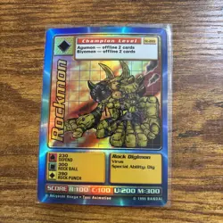 Rockmon Digimon TCG Card FOIL ST-22S 225 Champion Level CCG 1999 Bandai - Image 1