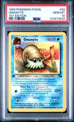 1999 POKEMON FOSSIL 1ST ED #52 OMANYTE PSA 10 - Image 1